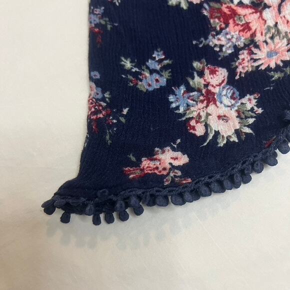 Cottage Core Top Asymmetric Bell Sleeve Coquette Fairy Sz L Dark Floral Flowy - Picture 7 of 10